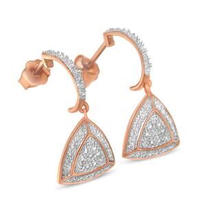 Haus of Brilliance Rose Gold Plated Diamond Dangle Earrings